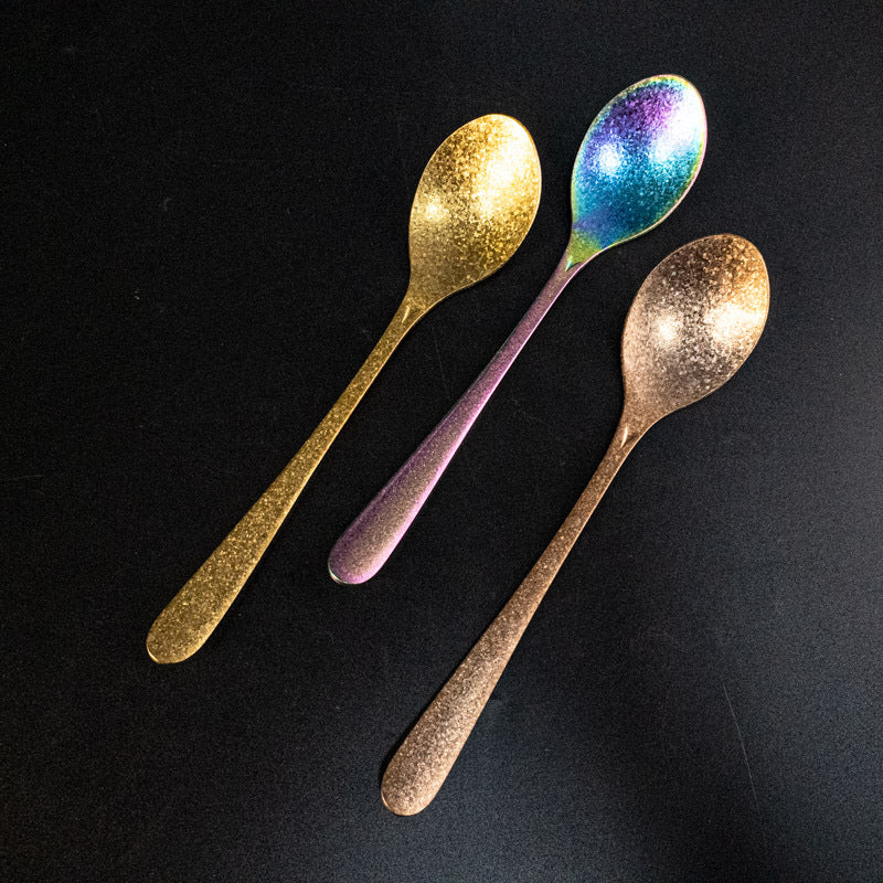 Factory Direct Sale Pure Titanium Spoon Household Crystal Ice Flower Colorful Soup Spoon Outdoor Pure Titanium Korean Style Table Spoon Camping Outdoor