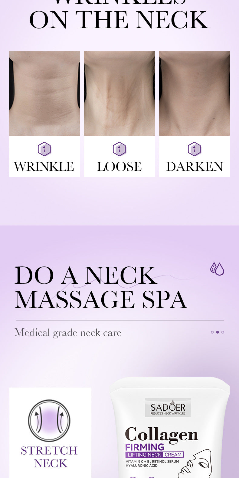 Full English Collagen Neck Cream110ml SADOER Firming Roller Neck Lifting Cream  Wholesale