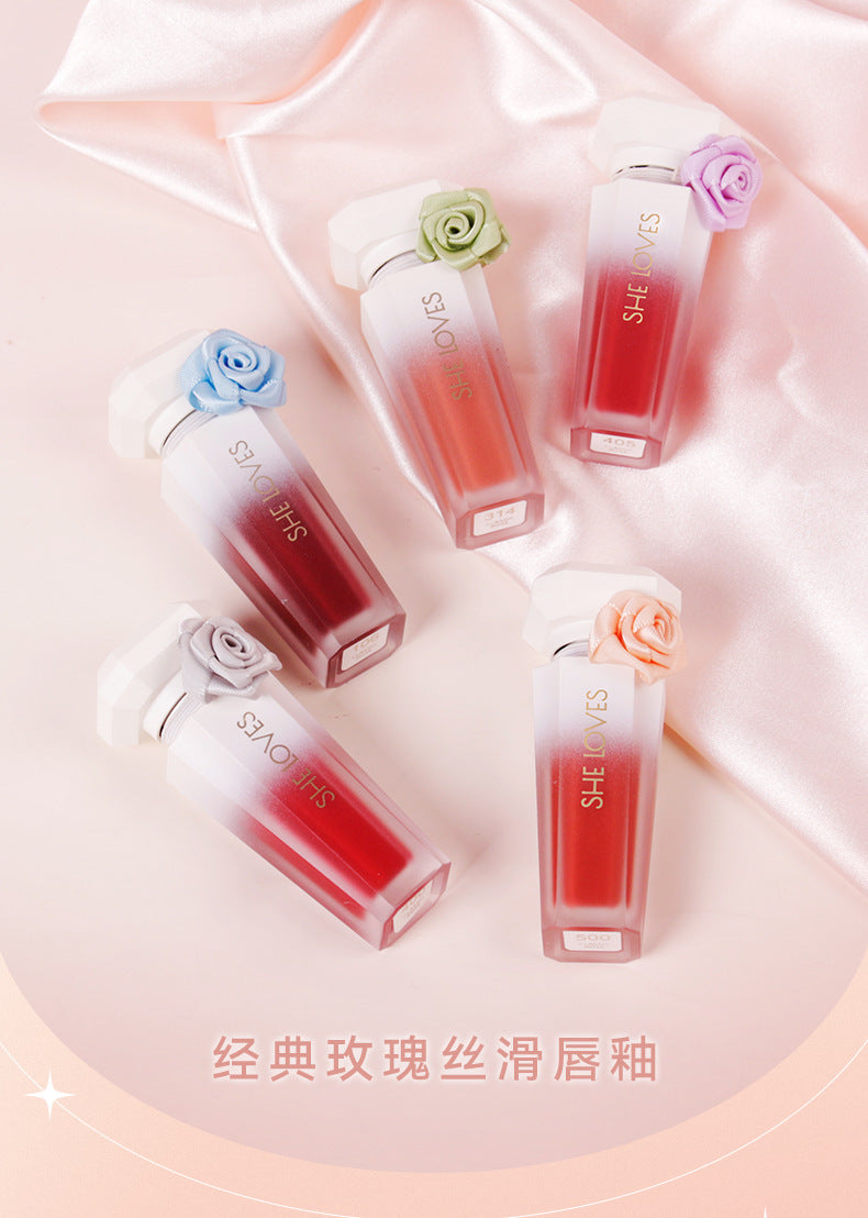 Europe and America SHELOVES Rose Matte Lip Glaze Long-lasting Non-stick Cup Non-fading Genuine Lip Gloss Makeup Wholesale