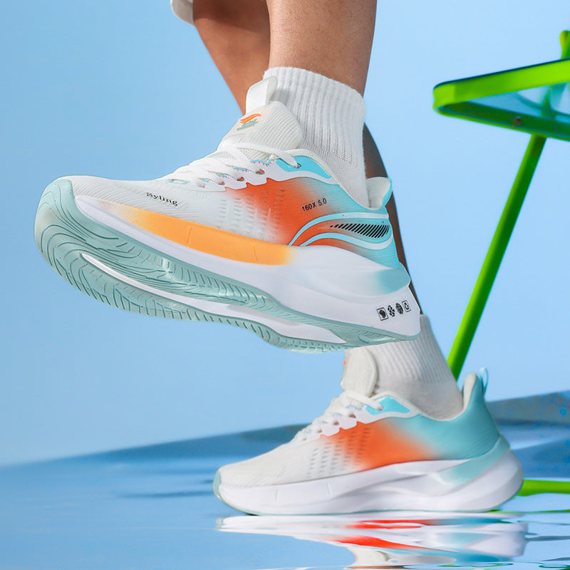 Carbon Plate Ultra-Light Jacquard Breathable Running Shoes Couple Style Sports Shock Absorption Body Test Student Outdoor Racing Men