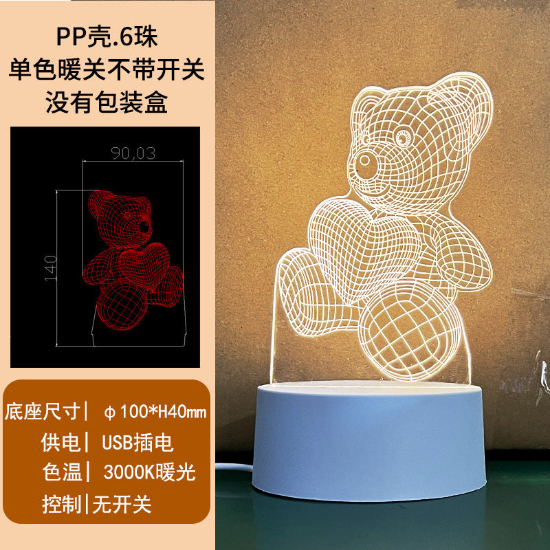 3D Night Light Acrylic Colorful Touch Remote Control Atmosphere Light Wholesale Dropshipping Creative Small Gift Factory