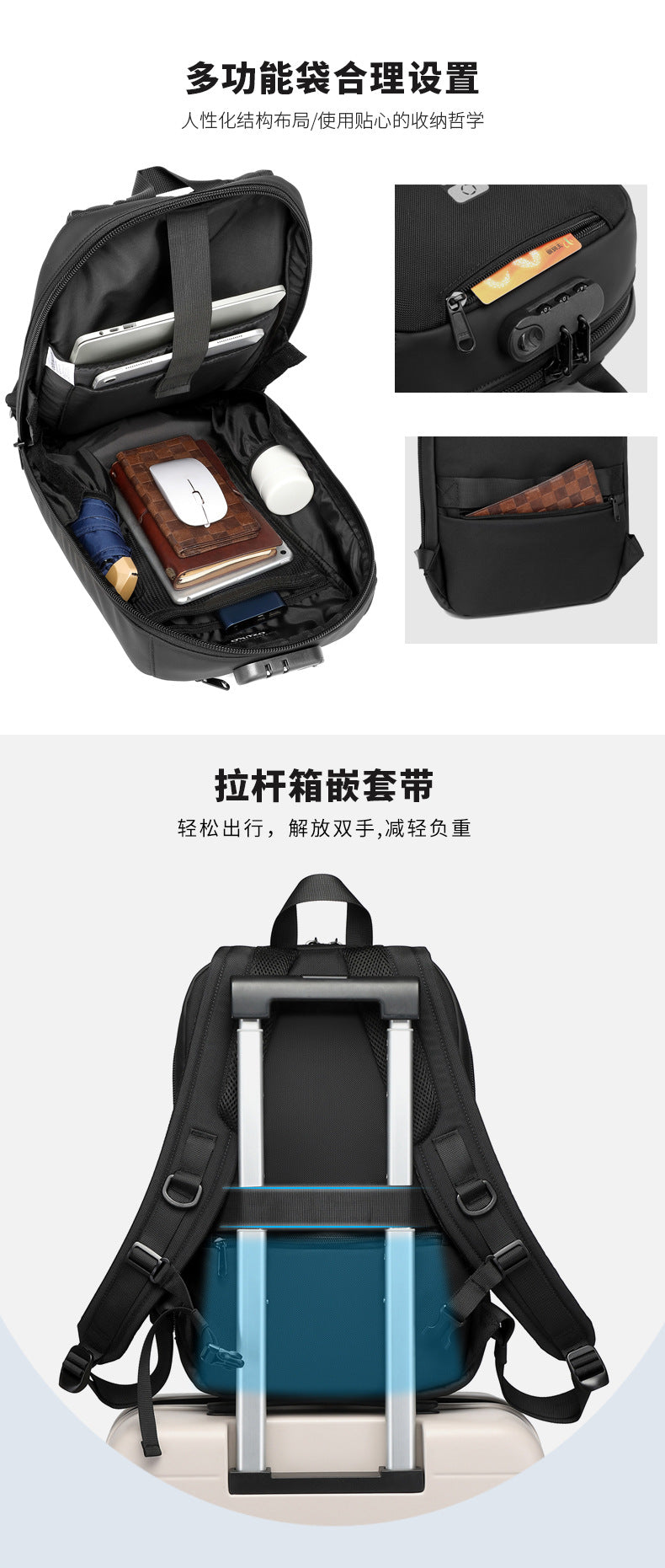 ozuko New Business Backpack Commuting Fashion Student School Bag Casual Waterproof Computer Backpack backpack