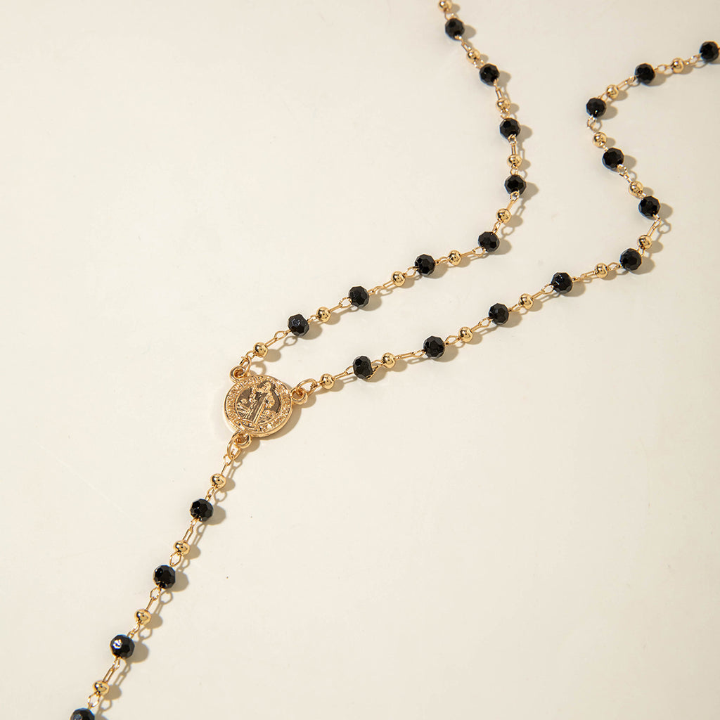 European and American Fashion Sense y Women's Tassel Necklace Creative Personality Double Layer Cross Pendant Collarbone Chain Necklace