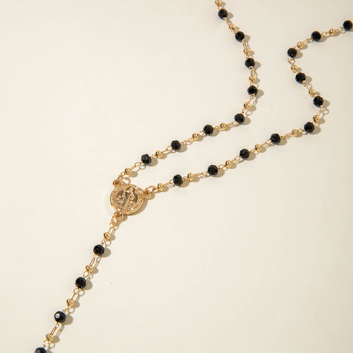 European and American Fashion Sense y Women's Tassel Necklace Creative Personality Double Layer Cross Pendant Collarbone Chain Necklace