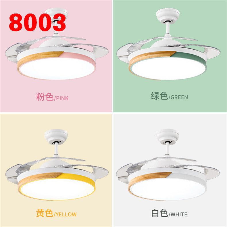 Invisible Fan Light Remote Control led Fan Chandelier Home Electric Fan Lamp scandinavian Iron Restaurant Lamp Crystal Ceiling Fan Lamp