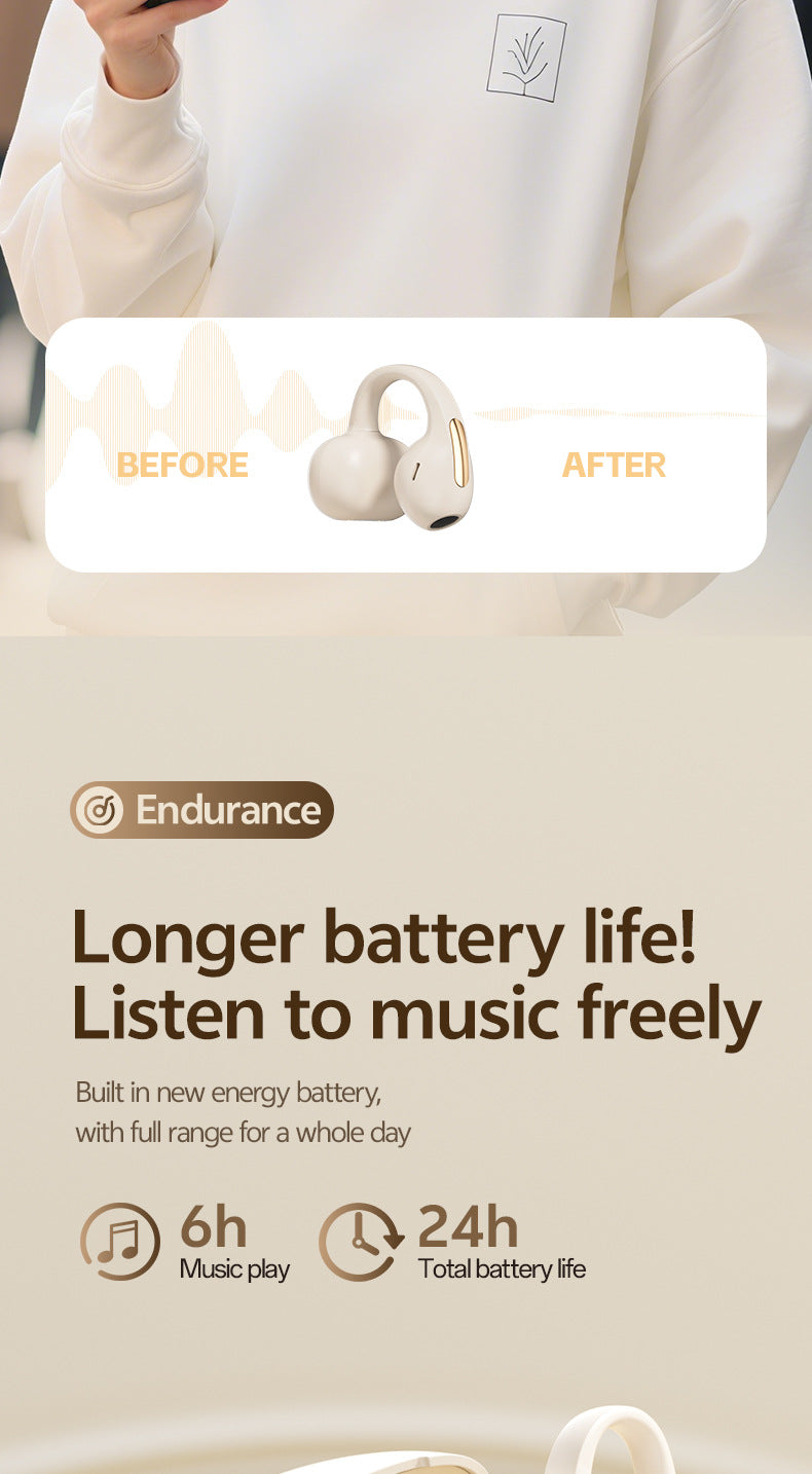 2025Popular M136Clip-on Bluetooth Earphones High Aesthetic Long Battery Life Non-in-ear Wireless Bluetooth Earphones