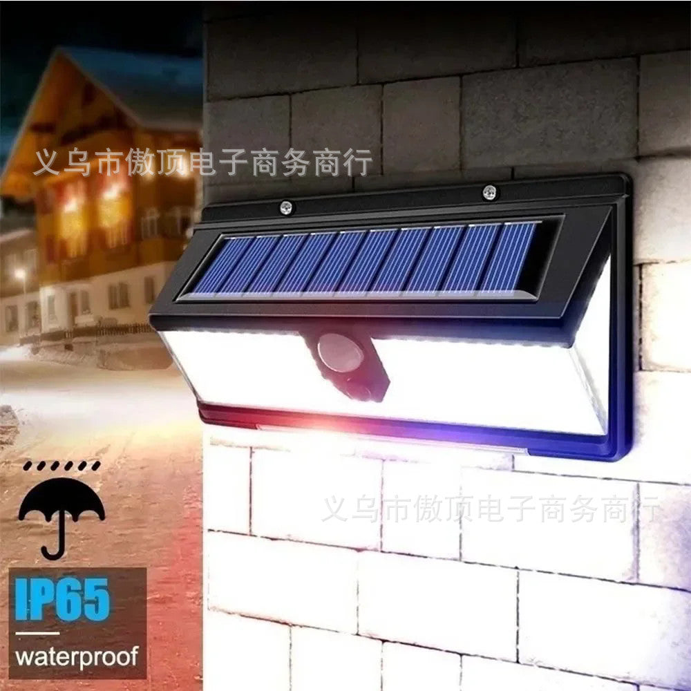 New solar light outdoor wall lamp190LED Human Body Sensor Garden Light Three-Sided Emitting Small Street Light with Colorful Lights