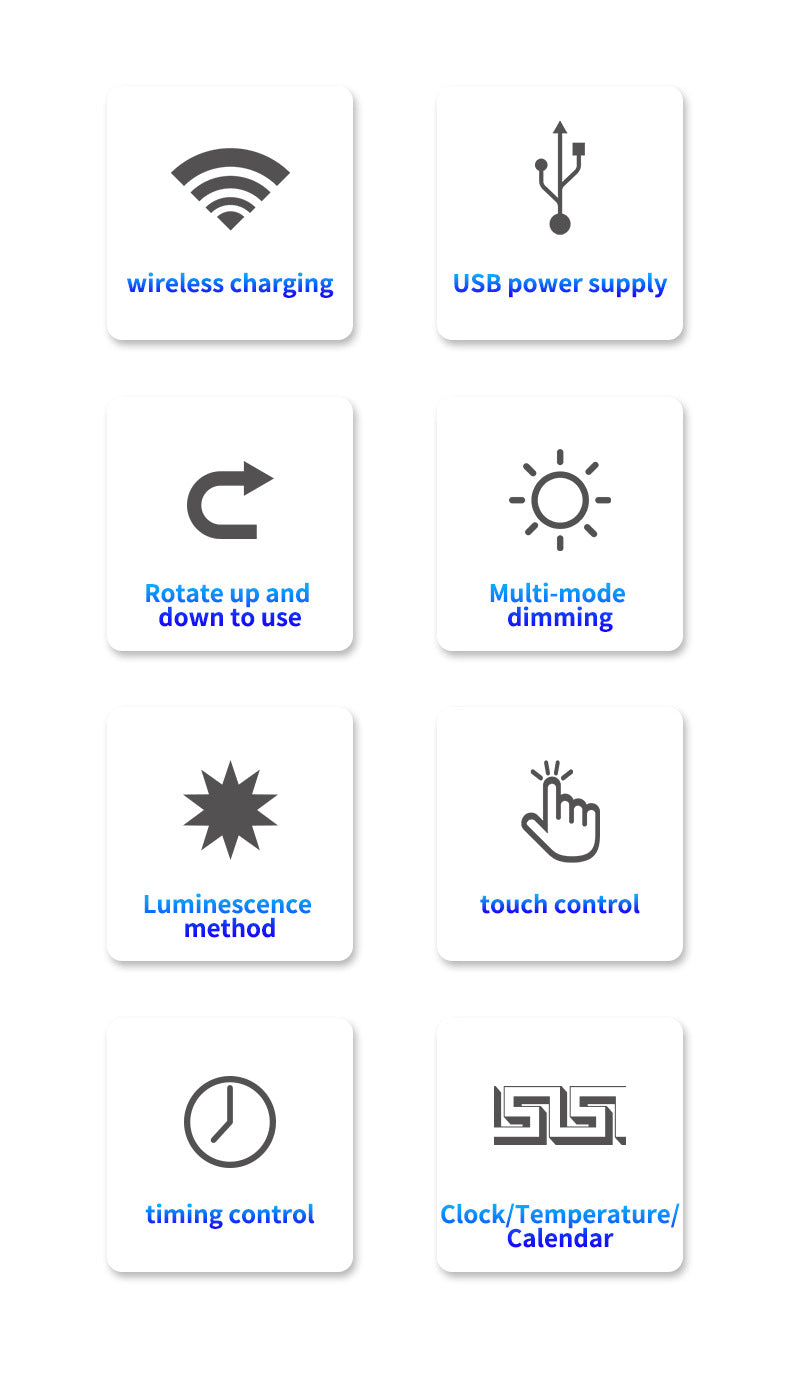 Alarm Clock Table Lamp Folding Creative Smart Magnetic Charging Learning Lamp Working Clock Eye-Protection Lamp Ambience Light Wholesale