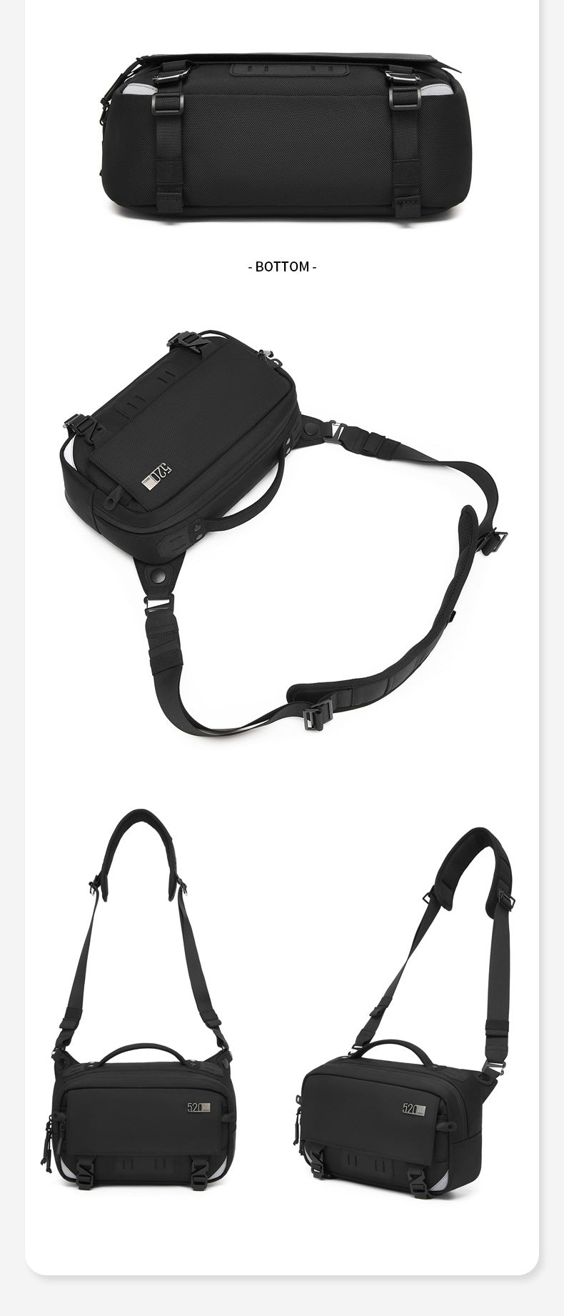 ozuko Men's Crossbody Bag Shoulder Bag Waterproof Large Capacity Outing Portable Bag High-end Multifunctional Trendy Brand