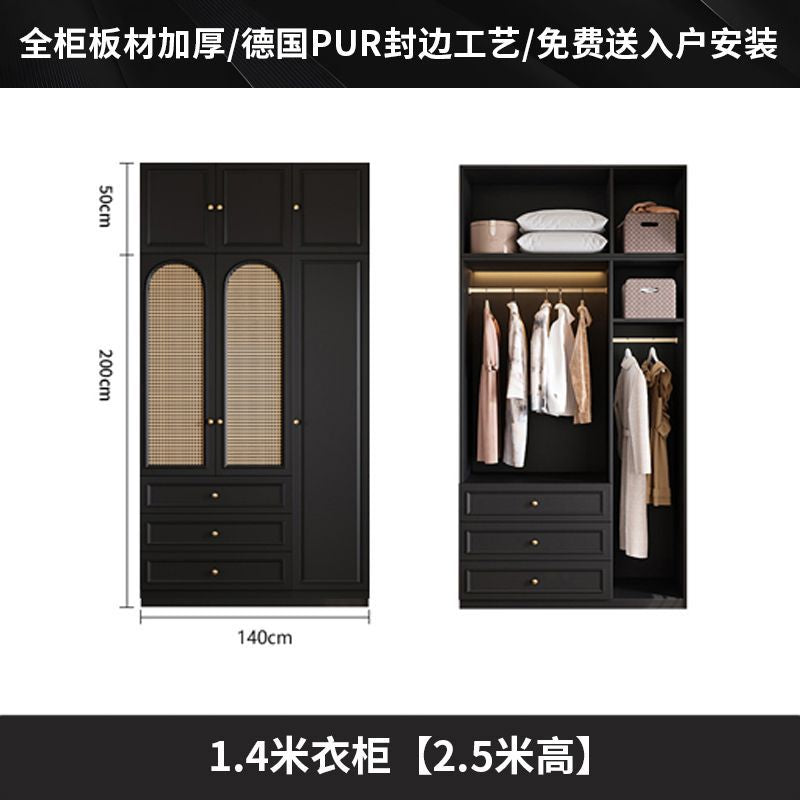 Vintage Style Wardrobe Black Cabinet Wardrobe for Home Bedroom Small Apartment Modern Simple Side Cabinet Top Cabinet Furniture Wardrobe