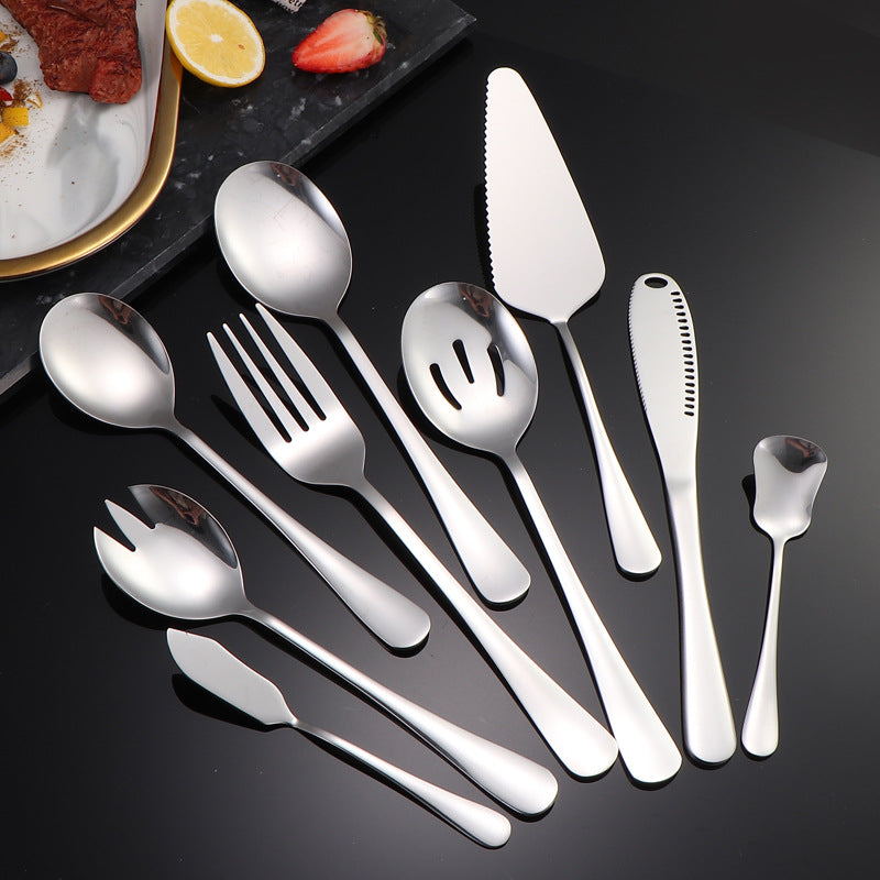 1010Stainless Steel Public Tableware Salad Dessert Spoon Fork Hotel Restaurant Self-service Spoon Fork Set