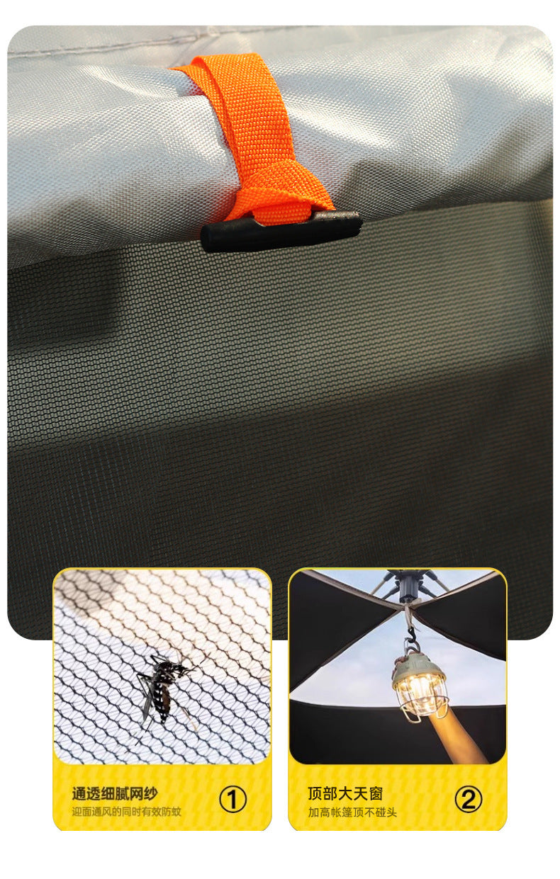 Canopy Tent 2-in-1 Outdoor Camping Waterproof Fabric Full Set Thickened Silver Coating Sunproof Rainproof Four Seasons Tent