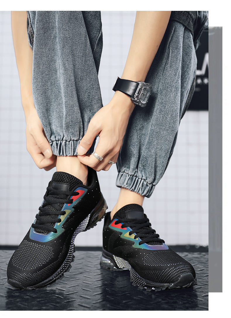 Men's Sports Casual Shoes Marathon Extra Large Size Cushion Shoes Flyknit Four Seasons Rubber Wear-resistant Non-slip Sports Shoes