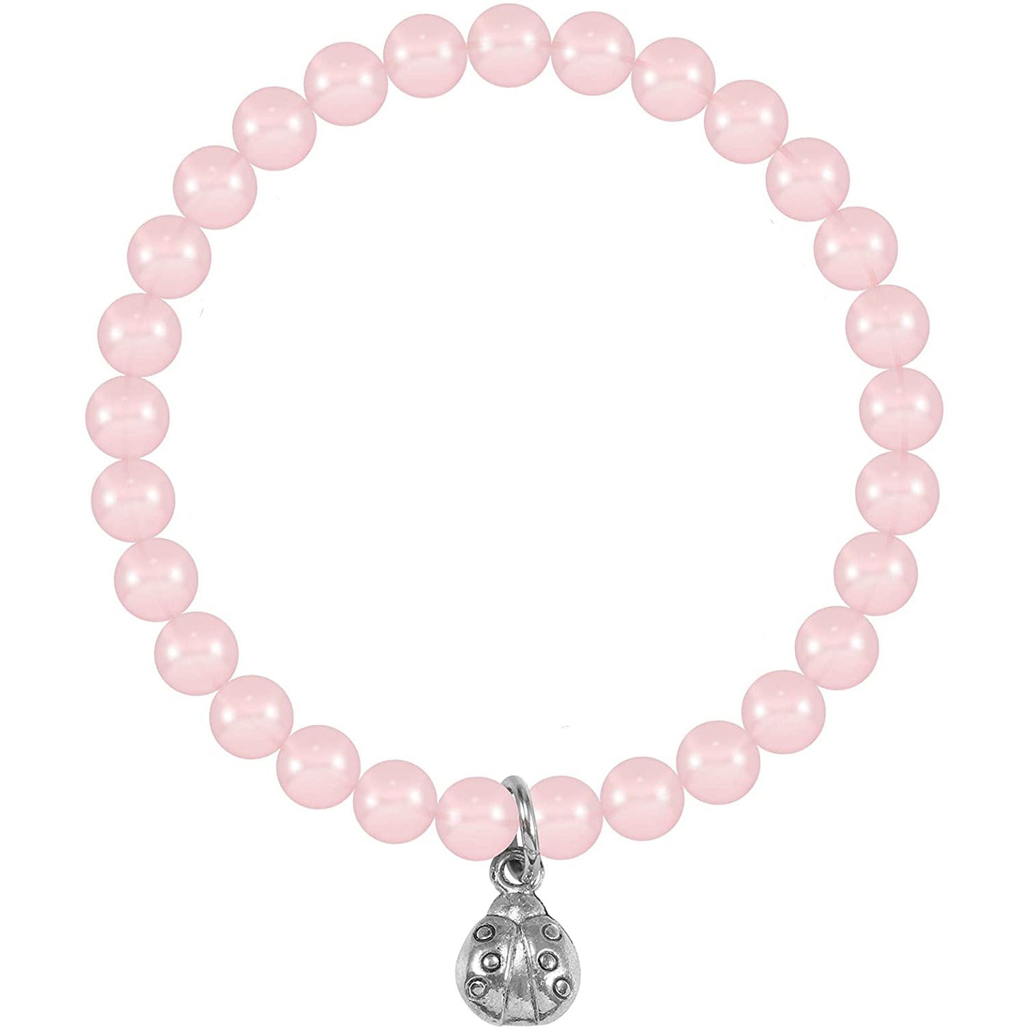 Women's Tianhe Stone Ladybug Bracelet6mm Beaded Pink Quartz Lapis Lazuli Jewelry Bracelet Purple Agate Seven-Star Ladybug Bracelet