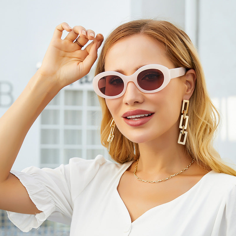 Fashion Round Frame Sunglasses for Women Trendy European and American Style ins Small frame sunglasses for women outdoor sun protection glasses shades