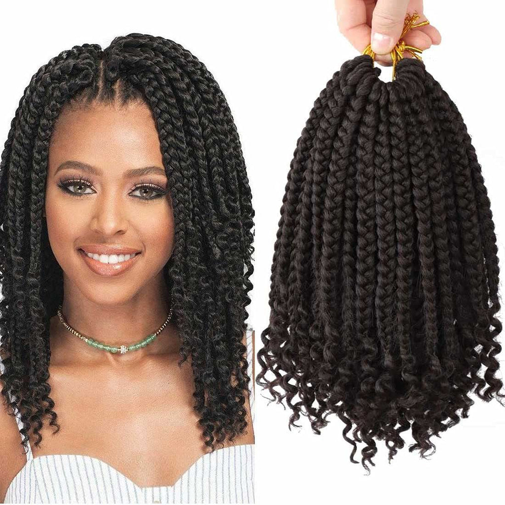 Cross-border African Three-strand Braid Tail Curl Synthetic Fiber Box  Braids Curly Ends Three-strand Braided Top Wrapped Bottom Tube