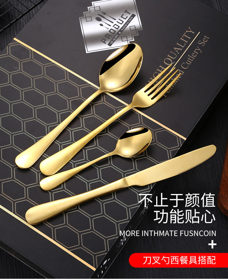 1010Stainless Steel Tableware Hotel Restaurant Knife Fork Spoon Set Western Steak Knife Fork24Set