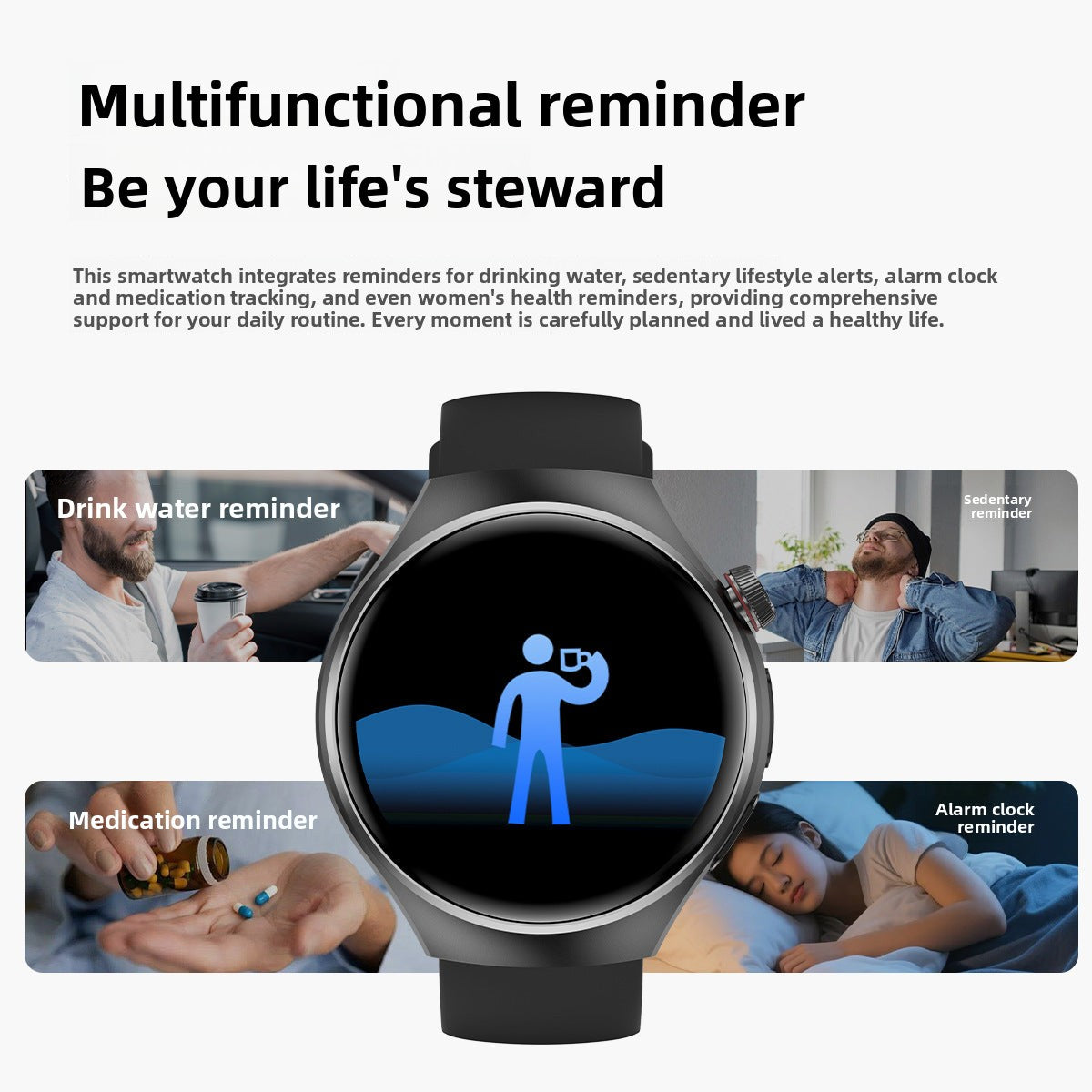 Watch5Smart Watch1.52inch Bluetooth Call Heart Rate Pedometer Sleep Monitor Waterproof Shockproof Dustproof Sports Flashlight