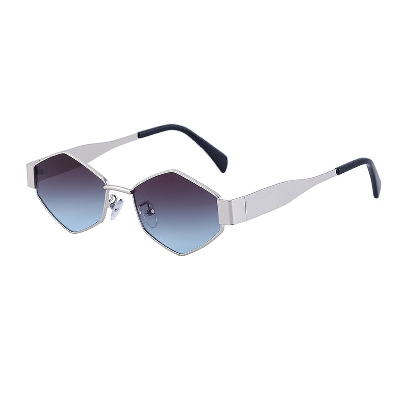 European and American Fashion Irregular Metal Sunglasses for Women Trendy Personality Wide Temple Sunglasses Wholesale sunglass