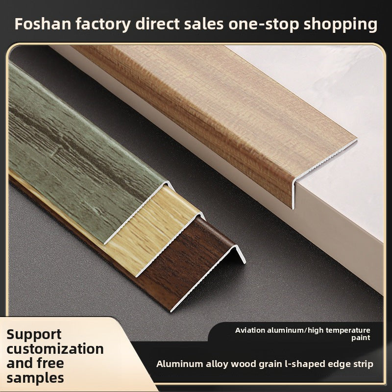 Aluminum alloy wood grain L Right-angle ultra-narrow wood flooring edge trim strip7Door threshold edging trim, wardrobe corner fastener strip