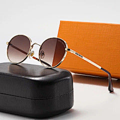 New Classic Retro Single Beam Leopard Head Decorative Sunglasses Men's Driving Metal Round Frame Sunglasses