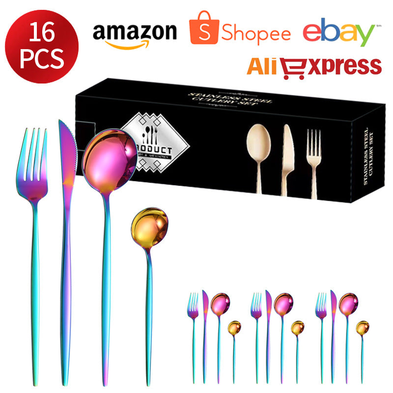 410Stainless Steel Cutlery Western Steak Knife Fork Spoon6People Serving Hotel Restaurant Portugal24Piece Suit