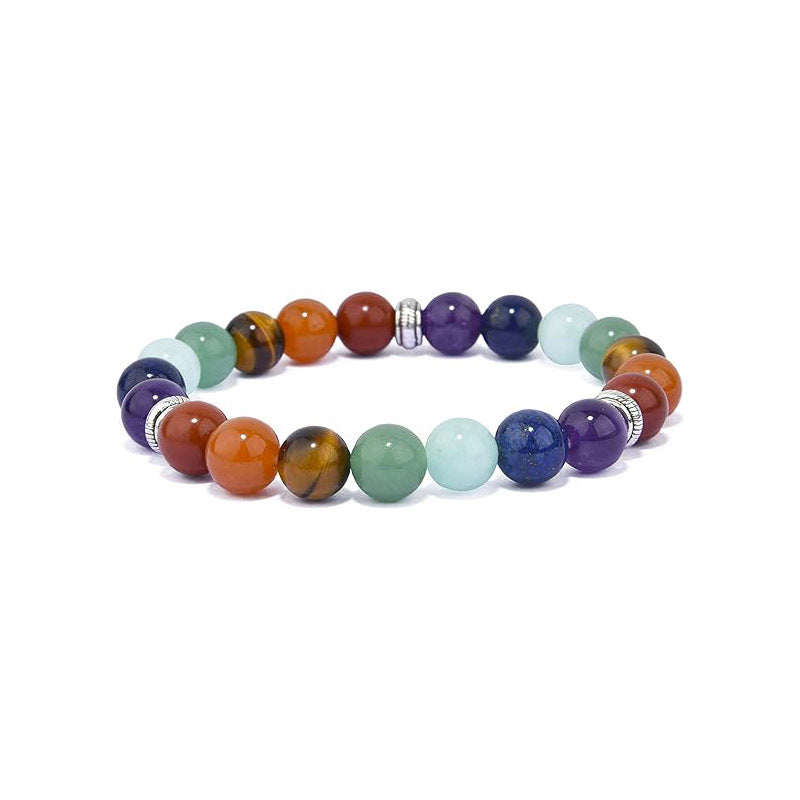 Natural Stone Tiger Eye Spacer Bracelet for Women8mm Beaded Colorful Bracelet Single Loop Elastic Pink Quartz Malachite Bracelet