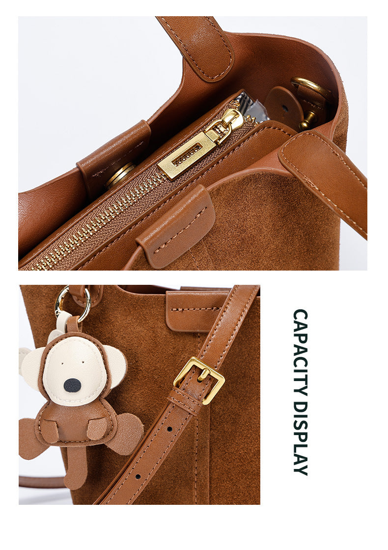 European and American Retro Melad Niche Matte Handheld Bucket Bag Fashion Women's Bag Light Luxury Single Shoulder Crossbody Bag