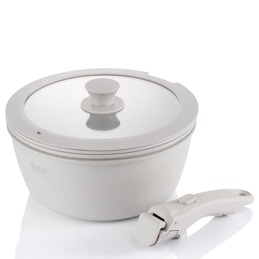 RAF Hot Sale Handle Detachable Non-Stick Pan Ceramic Glaze Universal Stove Cookware Set