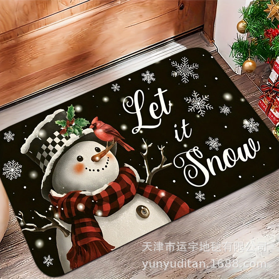 Christmas Flannel Doormat Holiday Decoration Entrance Mat Bathroom Water Absorbent Non-Slip Mat Customizable