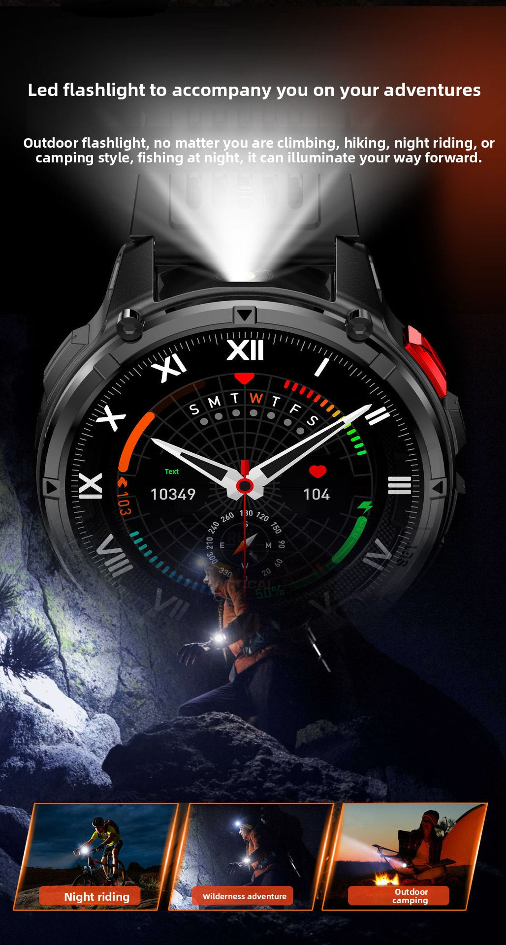 HT33Smart Watch Bluetooth Call True Heart Rate Step Count Sleep Monitoring Compass Deep Waterproof Sports Three-Proof