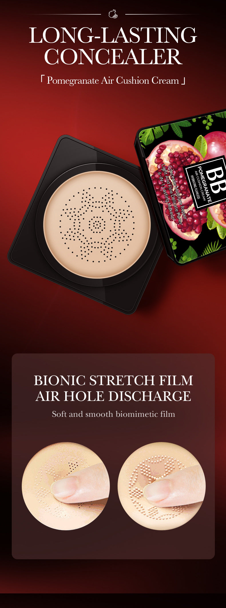 Makeup SADOER Red Pomegranate Concealer Moisturizing Mushroom Cushion Beauty Cream BB Wholesale Cross-Border Foreign Trade Frost