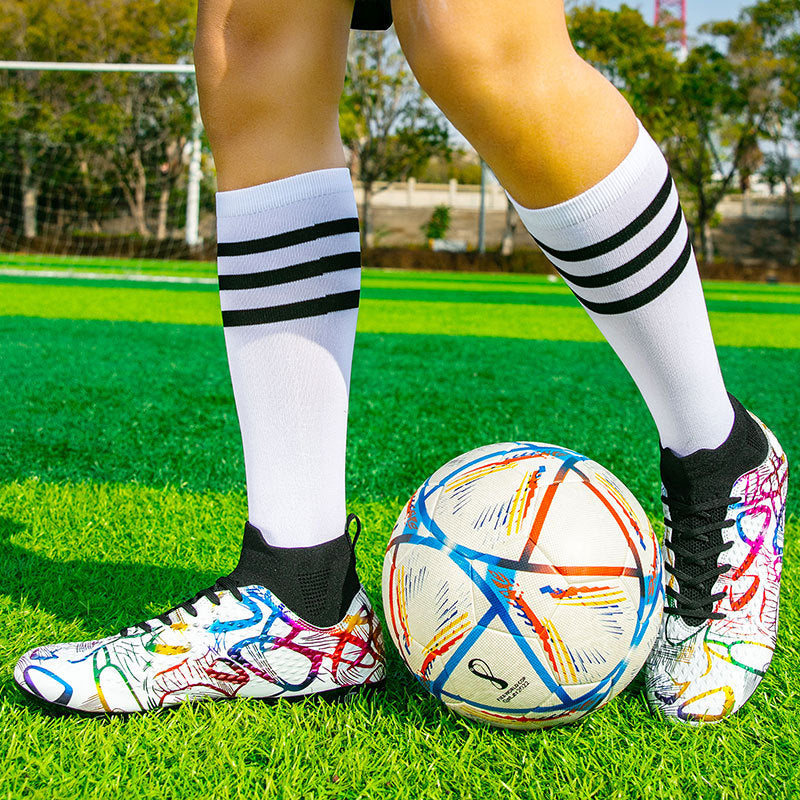 Youth Football Shoes Men and Women Long Spikes Adult Professional Sports Training Shoes Artificial Grass Non-Slip Wear-Resistant Competition Shoes