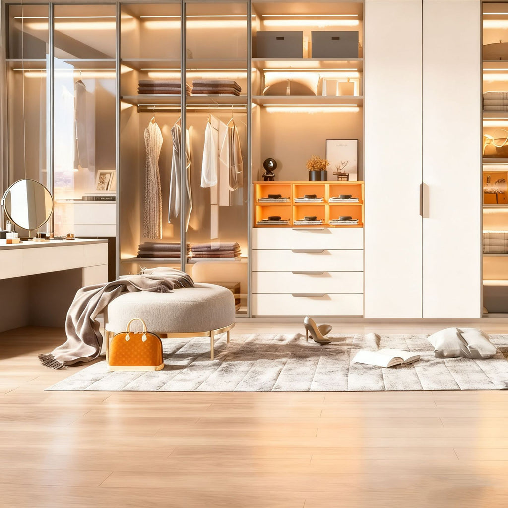 Whole House Custom Bedroom Furniture Aluminum Alloy Wardrobe Light Luxury Glass Door Cloakroom Large Capacity Wardrobe Source Manufacturer