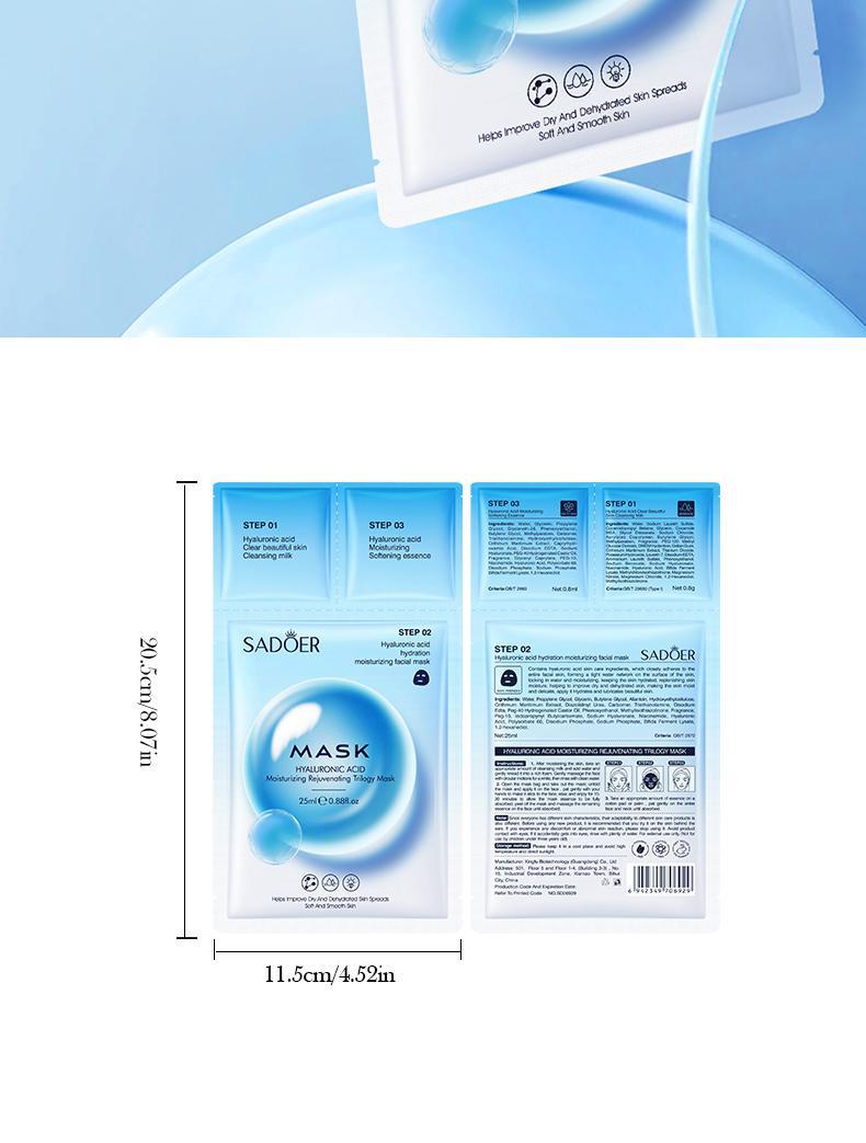 Trilogy Mask SADOER Hyaluronic Acid Firming Acne Removal Hydrating Beauty Mask Cross-Border Wholesale