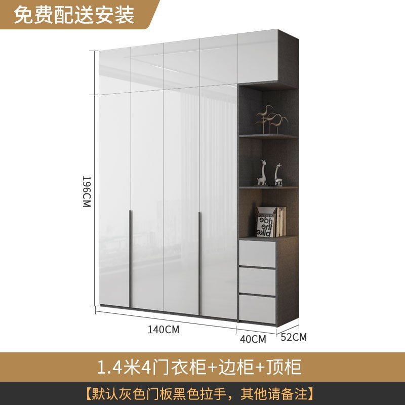 Modern Simple Wardrobe with Swing Doors, Storage Wardrobe with Dressing Table, Shelves, Side Cabinet, Bedroom Wardrobe, Entryway Installation