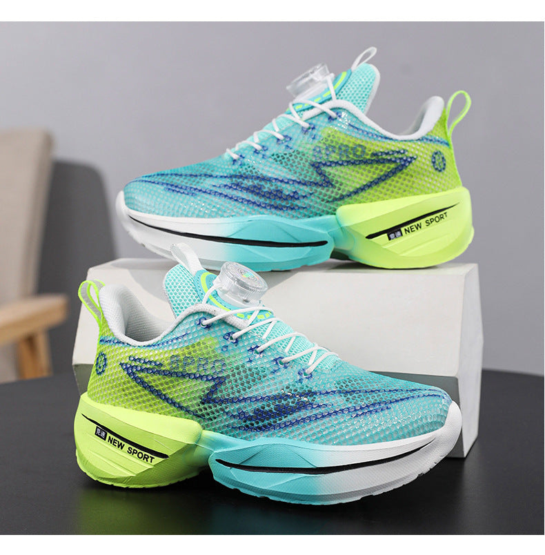 Red Rabbit Breathable Mesh Children's Rotating Buckle Trendy Shoes Boys' Non-Slip Wear-Resistant Sports Shoes Girls' Casual Mesh Running Shoes