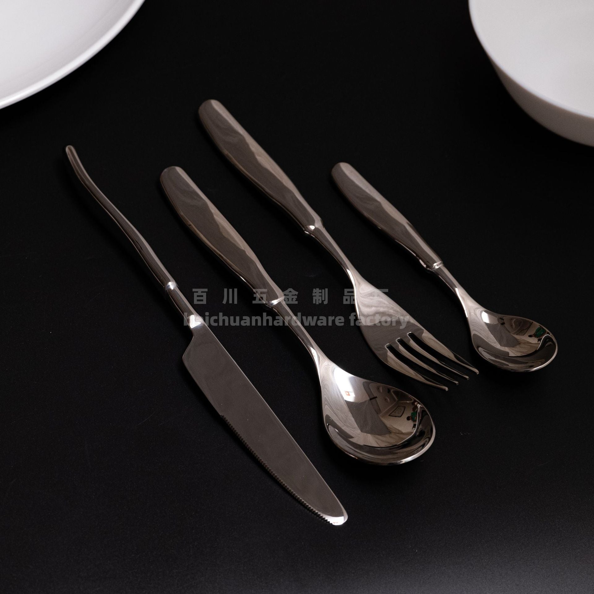 304Stainless Steel Spoon with Thickened Handle, Simple Household Knife, Fork, Spoon, Western Restaurant Supplies, Cutlery Set Wholesale