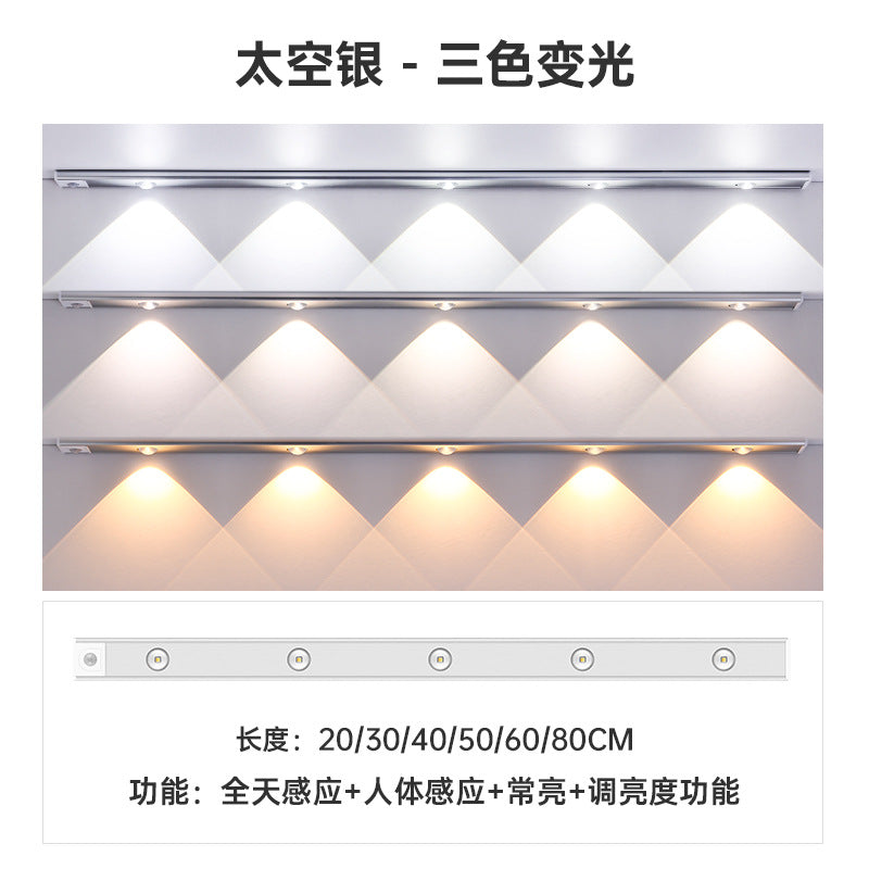 Ultra-Thin Smart led Human Body Sensor Light Rechargeable Magnetic Hill Cat Eye Light Strip Wine Cabinet Cupboard Wardrobe Light Strip