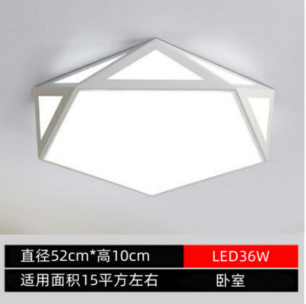 Minimalist Iron Art Acrylic Ceiling Light Nordic Diamond Geometric Hollow Children's Bedroom Colorful Macaron led Lamp