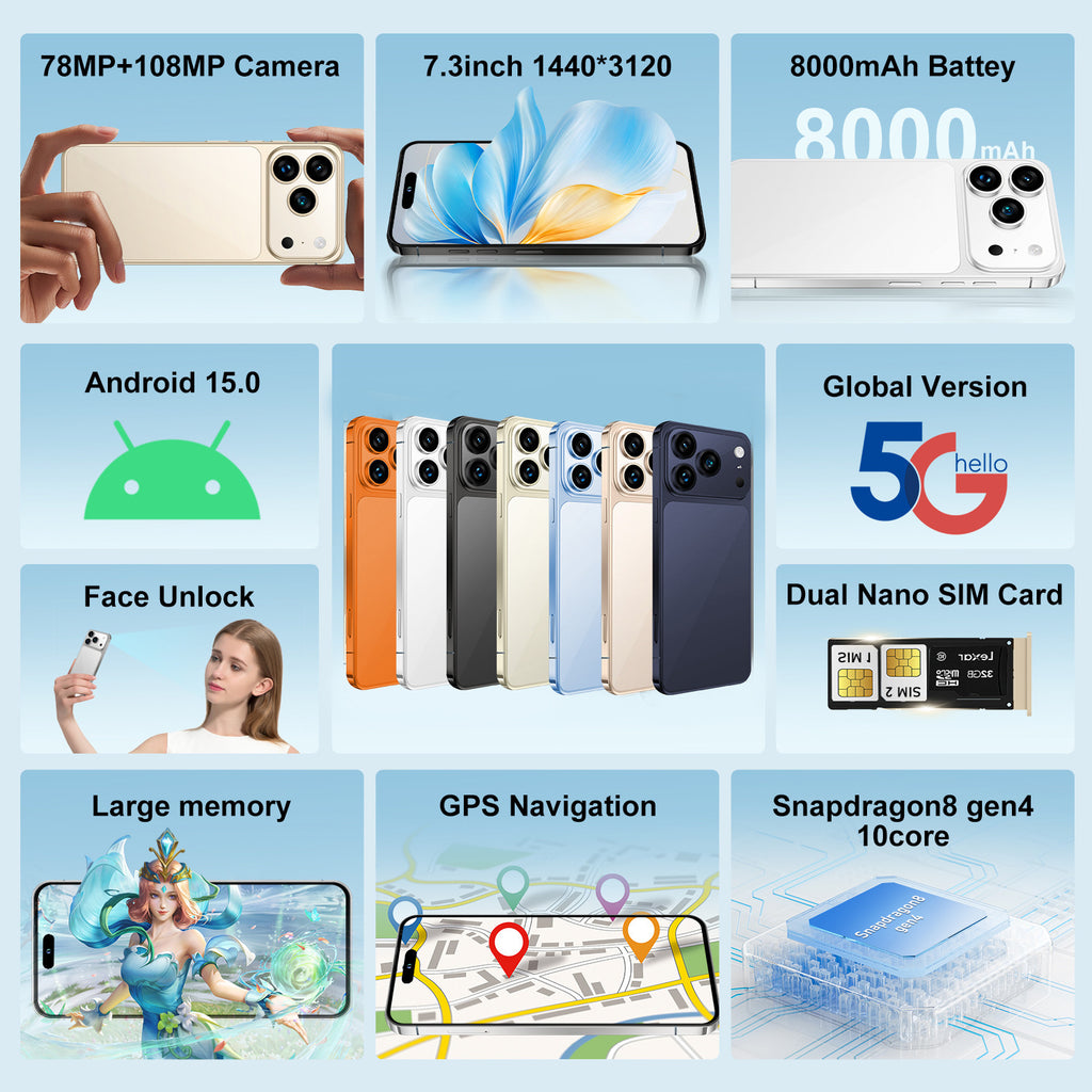 i17ProMAX Mobile Phone TK Hot-selling Global Communication16+1Brand New I17New smartphone factory stock