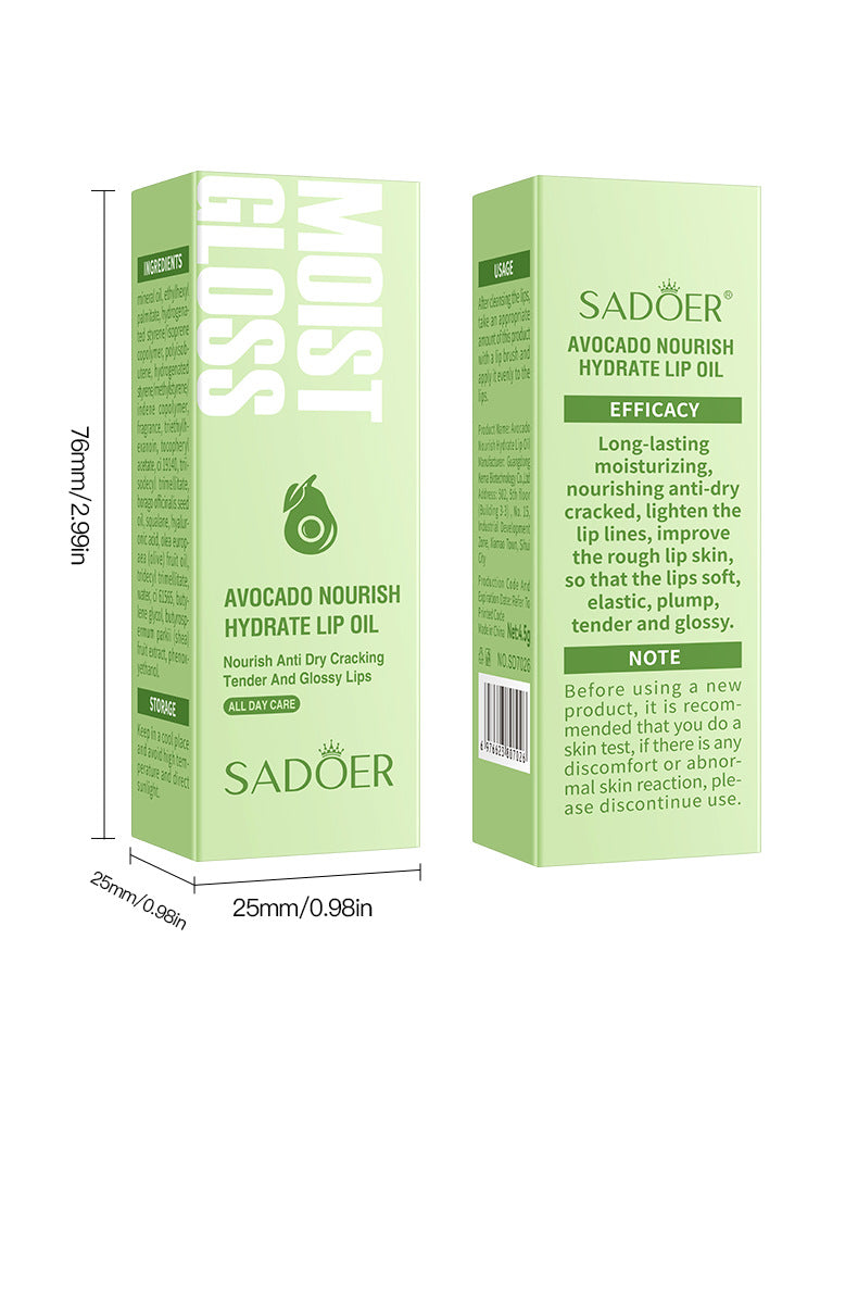 Cross-border Fruit Lip Oil4.5g Avocado Nourishing and Hydrating Autumn and Winter Moisturizing Lip Balm Export Manufacturer Wholesale