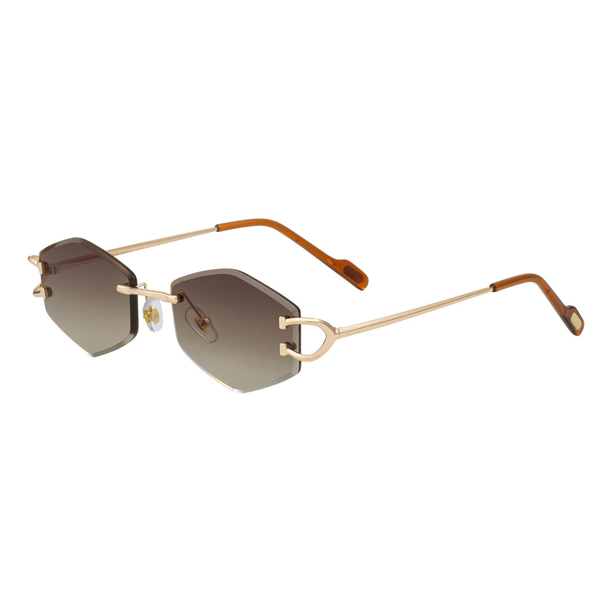 2025New European and American Fashion Frameless Sunglasses for Women with Metal Temples Trendy Outdoor Street Style Sunglasses for Women