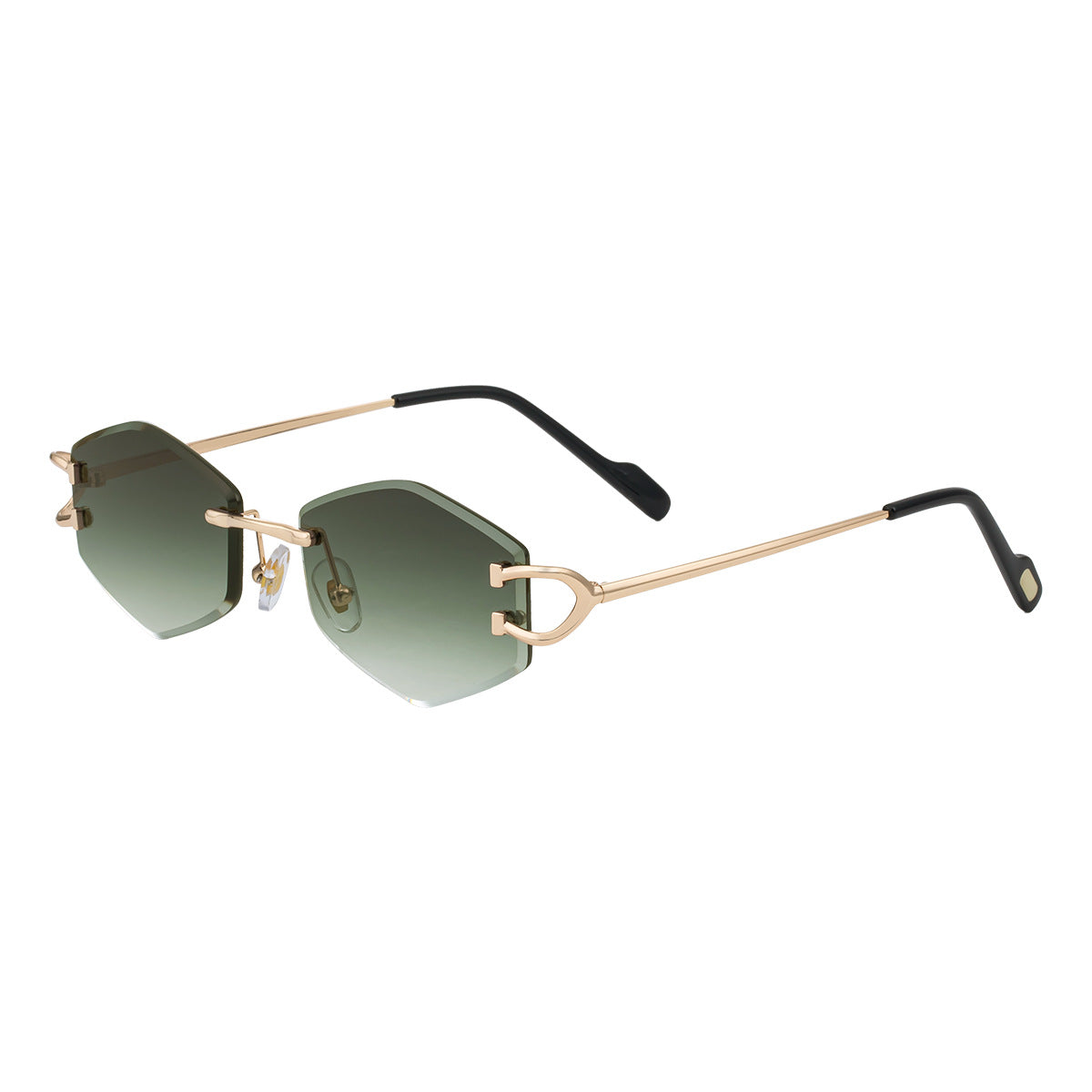 2025New European and American Fashion Frameless Sunglasses for Women with Metal Temples Trendy Outdoor Street Style Sunglasses for Women
