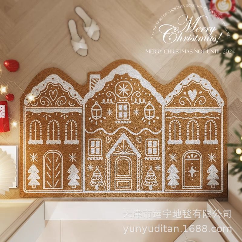 Christmas Carpet Round Living Room Mat Christmas Decoration Atmosphere Mat Christmas Tree Mat Labeling and Shipping