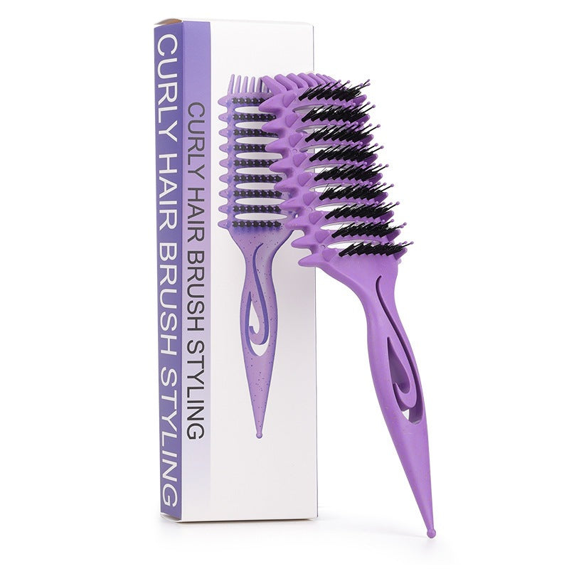 Ribbed Hollow Comb High Crown Top Voluminous Hair Women's Long Hair Curly Hair Bounce Style Defining Curling Comb Cross-Border
