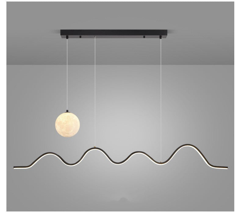 Restaurant Pendant Light Luxury Dining Room Table Bar Counter Lighting Modern Minimalist Moon Lamp Minimalist Long Strip Restaurant Light