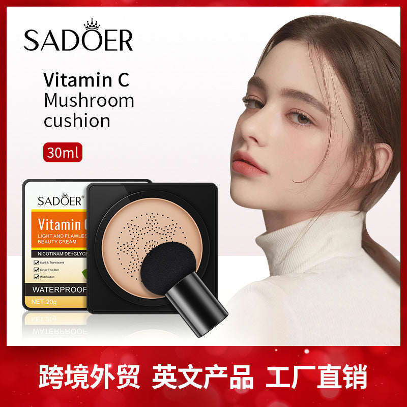 Makeup SADOER Vitamin C Mushroom Cushion Moisturizing Lightweight Breathable BB Wholesale Cross-Border Foreign Trade Frost