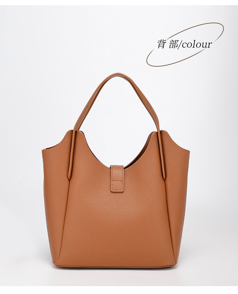 Genuine Leather2024New Summer Trend Commuter Handheld Basket Bag for Women, Niche Versatile Shoulder Crossbody Bag