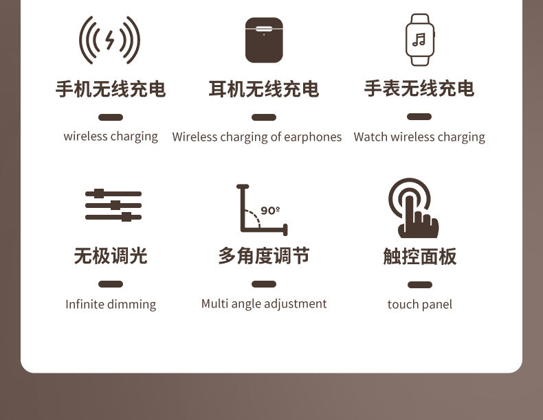 LED Eye protection desk lamp 3-in-1 multifunctional folding desk lamp usb Home bedroom bedside wireless charging night light